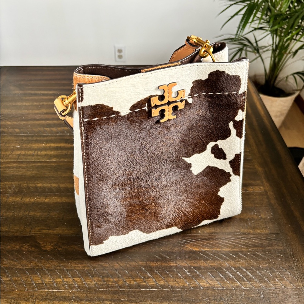 Tory Burch Brown and White Haircalf Shoulder Bag